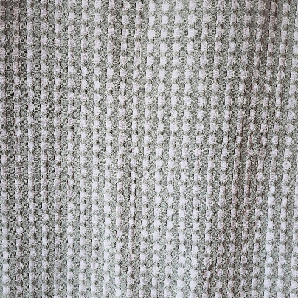 NEW Gingham Shower Curtain In Sage Green And Ivory - Picture 3 of 4
